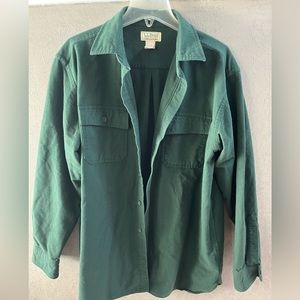 LL Bean Mens Size Large Regular Chamois Cloth Shirt Green Freeport Maine